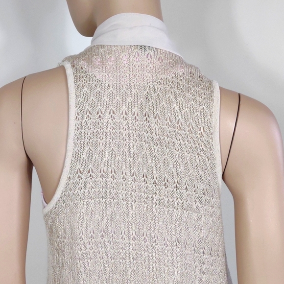 I Jeans by Buffalo Medium Cream waterfall style sheer & knit open Cardigan - Picture 7 of 12